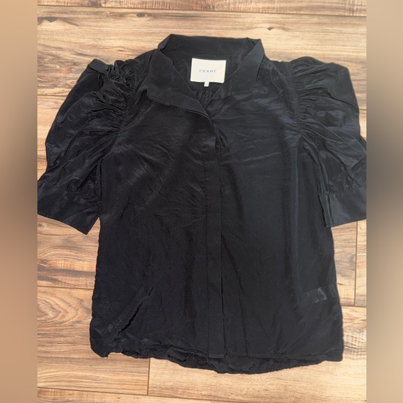 FRAME Woman’s Gillian Puff Sleeve Silk Blouse. Size L. 100% silk - Picture 10 of 16
